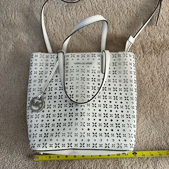 Michael Kors Perforated White Tote - Picture 10 of 11